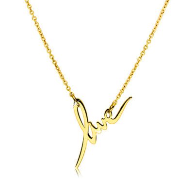 925 ezüst nyaklánc arany színárnyalatban - fényes díszes "love" felirat ékszer webáruház