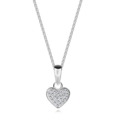 925 Ezüst nyaklánc – átlátszó cirkóniákkal díszített szív