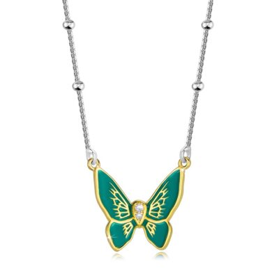 925 ezüst nyaklánc - pillangó zöld szárnyakkal