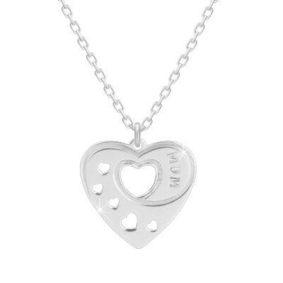 925 ezüst nyaklánc - szimmetrikus szív szív alakú kivágásokkal