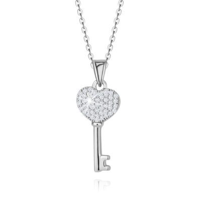 925 ezüst nyaklánc - szív alakú kulcs