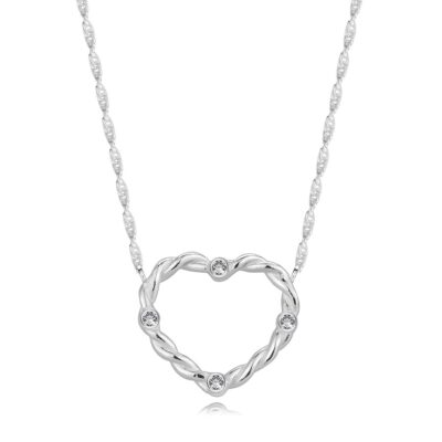 925 ezüst nyaklánc – szív körvonal csavart váll