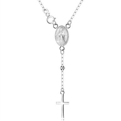 925 Ezüst nyaklánc -  Szűz Máriával és  egy kereszttel
