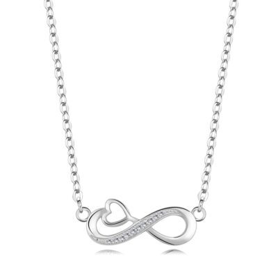 925 Ezüst nyaklánc – Végtelenség szimbólum szívkontúrral