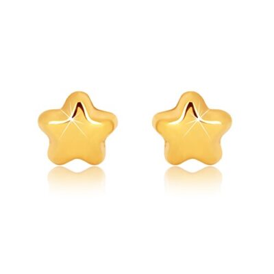 9K sárga arany fülbevaló - fényes ötágú csillag