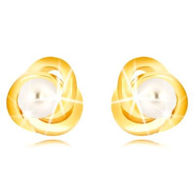 9K sárga arany fülbevaló - három összefonódó gyűrű