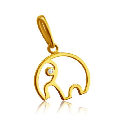 9K sárga arany medál - elefánt körvonala ormánnyal