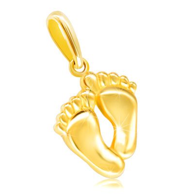 9K sárga arany medál – fényes összekötött lábnyomok ékszer webáruház