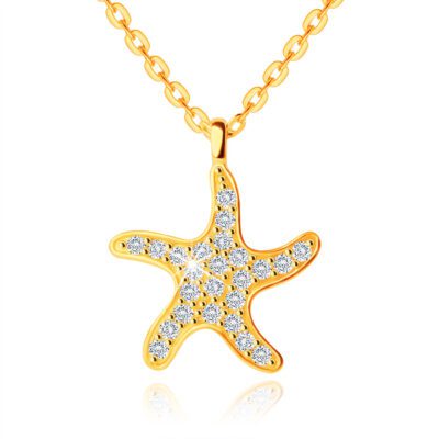 9K sárga arany nyaklánc - csillogó tengeri csillag