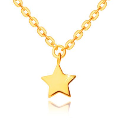 9K sárga arany nyaklánc - fényes lánc lapos láncszemekkel és csillag alakú medállal ékszer webáruház