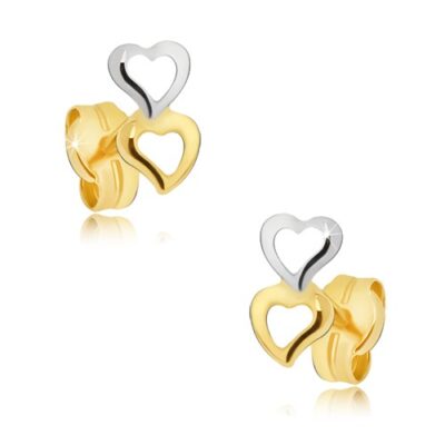 Arany fülbevaló - kétszínű szabálytalan szívkörvonal ékszer webáruház