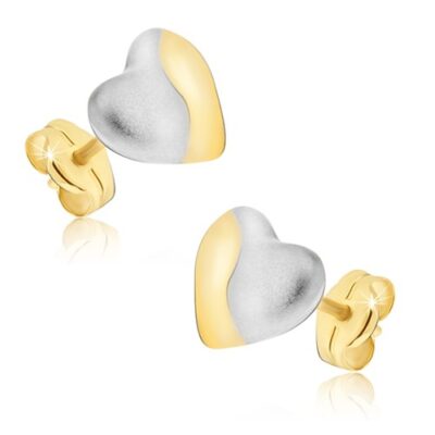 Arany fülbevaló - kétszínű szimmetrikus szív