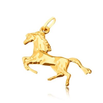 Arany medál - hátsó lábain álló fényes ló ékszer webáruház