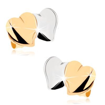 Bedugós fülbevaló 9K aranyból - fényes kidoborodó szívecskék