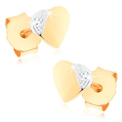 Beszúrós fülbevaló 375 aranyból - kis kétszínű szív