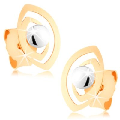 Beszúrós fülbevaló 9K aranyból - kettős szemkörvonal fényes golyóval ékszer webáruház