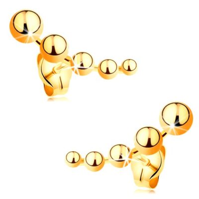Beszúrós fülbevaló sárga 585 aranyból - kisebbedő golyók ékszer webáruház
