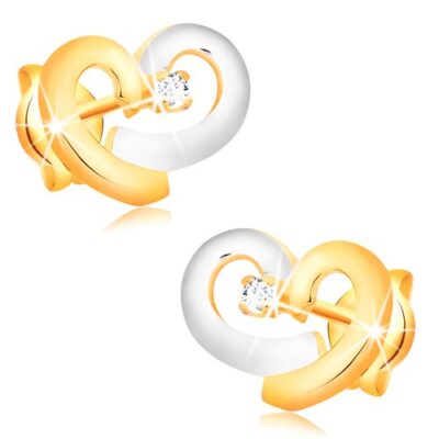 Briliáns 585 arany fülbevaló - aszimmetrikus szív körvonala