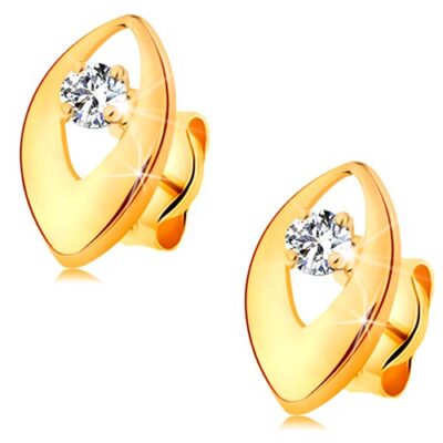 Briliáns fülbevaló sárga 14K aranyból - csillogó gyémánt fényes szemben ékszer webáruház