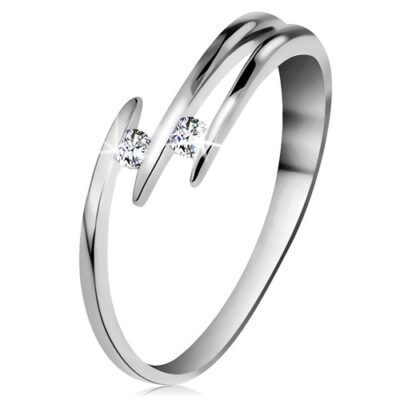 Briliáns gyűrű fehér 14K aranyból - két csillogó átlátszó gyémánt