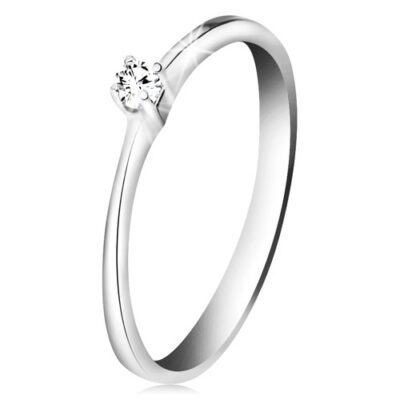 Briliáns gyűrű fehér 585 aranyból - csillogó átlátszó gyémánt négyágú foglalatban - Nagyság: 60 ékszer webáruház