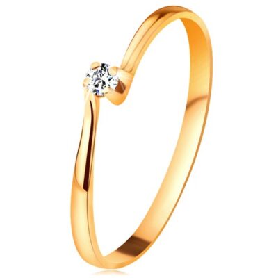 Briliáns gyűrű sárga 14K aranyból - gyémánt foglalatban a szűkített szárak között - Nagyság: 61 ékszer webáruház