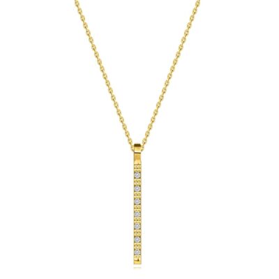 Briliáns nyaklánc 14K sárga aranyból - keskeny csík kerek gyémántokkal ékszer webáruház