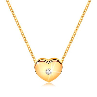 Briliáns nyaklánc 14K sárga aranyból - szív áttetsző gyémánttal