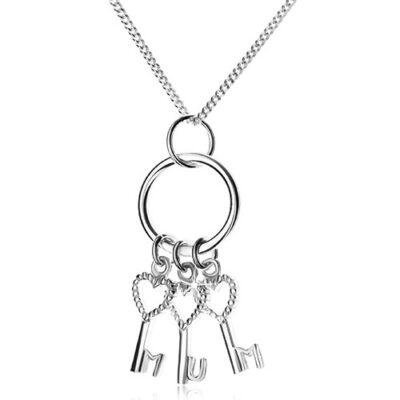 Ezüst 925 nyakék - lánc és három kulcs a karikán