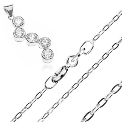 Ezüst nyakék 925 - lánc és medál cikk-cakk mintával és cirkóniákkal ékszer webáruház