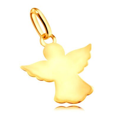 Fényes 585 arany medál - angyal kivágott kitárt szárnyakkal és ruhával ékszer webáruház