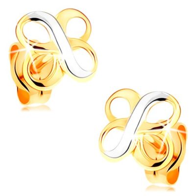Fülbevaló 14K kombinált aranyból - két fényes INFINITY szimbólum ékszer webáruház