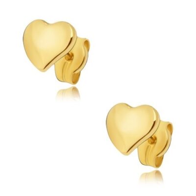 Fülbevaló 14K sárga aranyból - lapos tükörfényű szabálytalan szívek ékszer webáruház