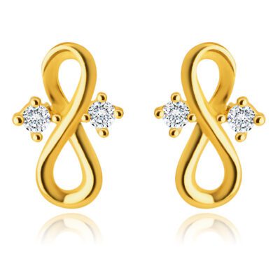 Fülbevaló 14K sárga aranyból - "VÉGTELEN" szimbólum tiszta cirkóniákkal díszítve. ékszer webáruház