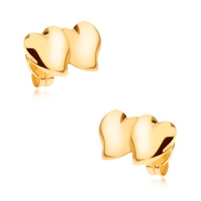 Fülbevaló 9K sárga aranyból - két egymást keresztező aszimmetrikus szív ékszer webáruház