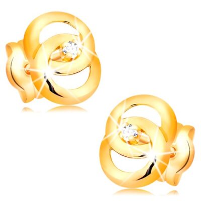 Fülbevaló sárga 14K aranyból - két összekapcsolt karika