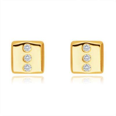Gyémánt 14K sárga arany fülbevaló - téglalap alakú