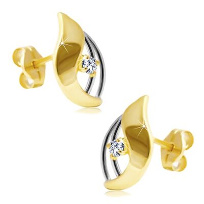 Gyémánt fülbevaló 14K aranyból - átlátszó gyémánt kétszínű csepp formában ékszer webáruház