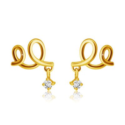 Gyémánt fülbevaló 14K sárga aranyból - kettős hurok