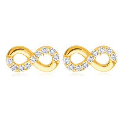 Gyémánt fülbevaló 585 sárga aranyból - „Végtelen” szimbólum