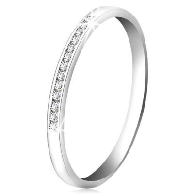 Gyémánt gyűrű 14K fehér aranyból - csillogó sáv apró átlátszó gyémántokból - Nagyság: 65 ékszer webáruház