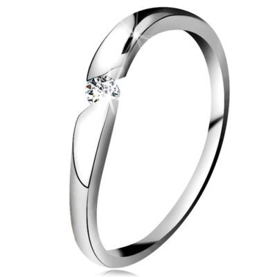 Gyémánt gyűrű fehér 14K aranyból - átlátszó briliáns ferde kivágásban - Nagyság: 60 ékszer webáruház