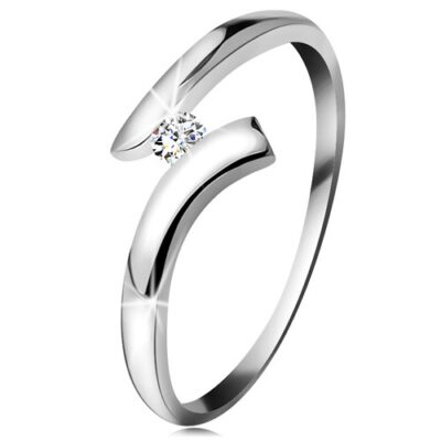 Gyémánt gyűrű fehér 14K aranyból - csillogó átlátszó briliáns