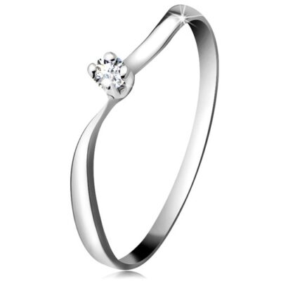 Gyémánt gyűrű fehér 14K aranyból - csillogó briliáns foglalatban