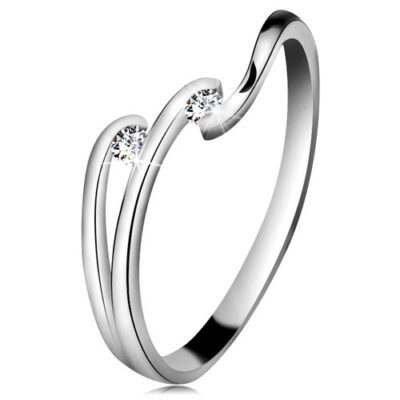 Gyémánt gyűrű fehér 14K aranyból - két csillogó átlátszó briliáns