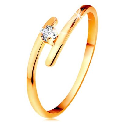 Gyémánt gyűrű sárga 14K aranyból - csillogó átlátszó briliáns