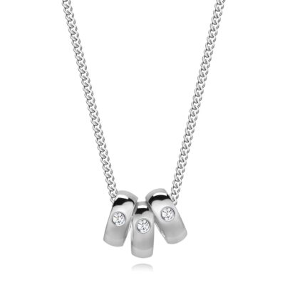Gyémánt nyaklánc 925 ezüstből - három gyűrű átlátszó briliánsokkal ékszer webáruház