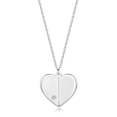 Gyémánt nyaklánc 925 ezüstből - szív magasított oldalakkal