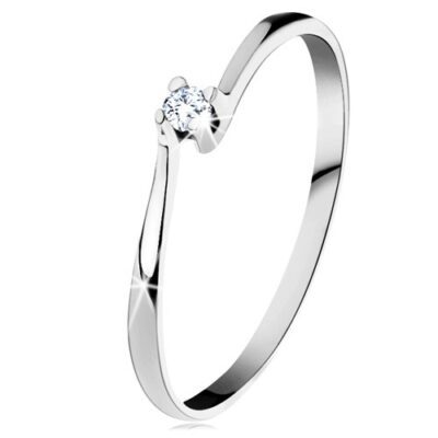 Gyűrű 14K fehér aranyból - csillogó átlátszó gyémánt fényes foglalatban - Nagyság: 60 ékszer webáruház