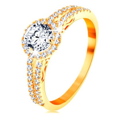 Gyűrű 14K sárga aranyból - átlátszó cirkónia csillogó szegéllyel